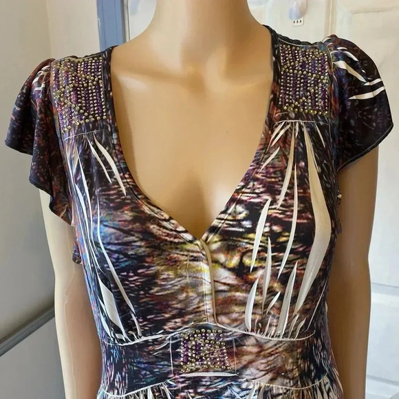 STYLE & CO WOMENS M MIDI DRESS RHINESTONES MULTI COLOR FAIRY STRETCH COMFORTABLE - Picture 8 of 8